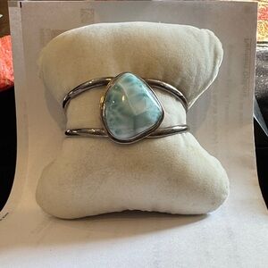 LARIMAR GENUINE STONE Silver and Blue Stone Bracelet